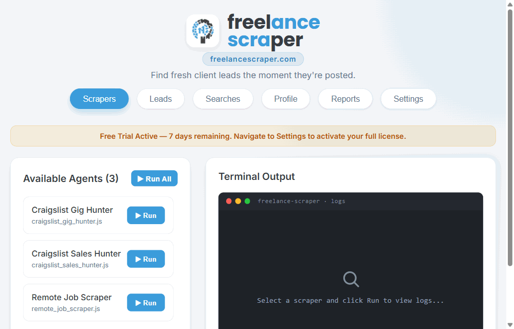 Freelance Scraper finding and tracking fresh gig leads